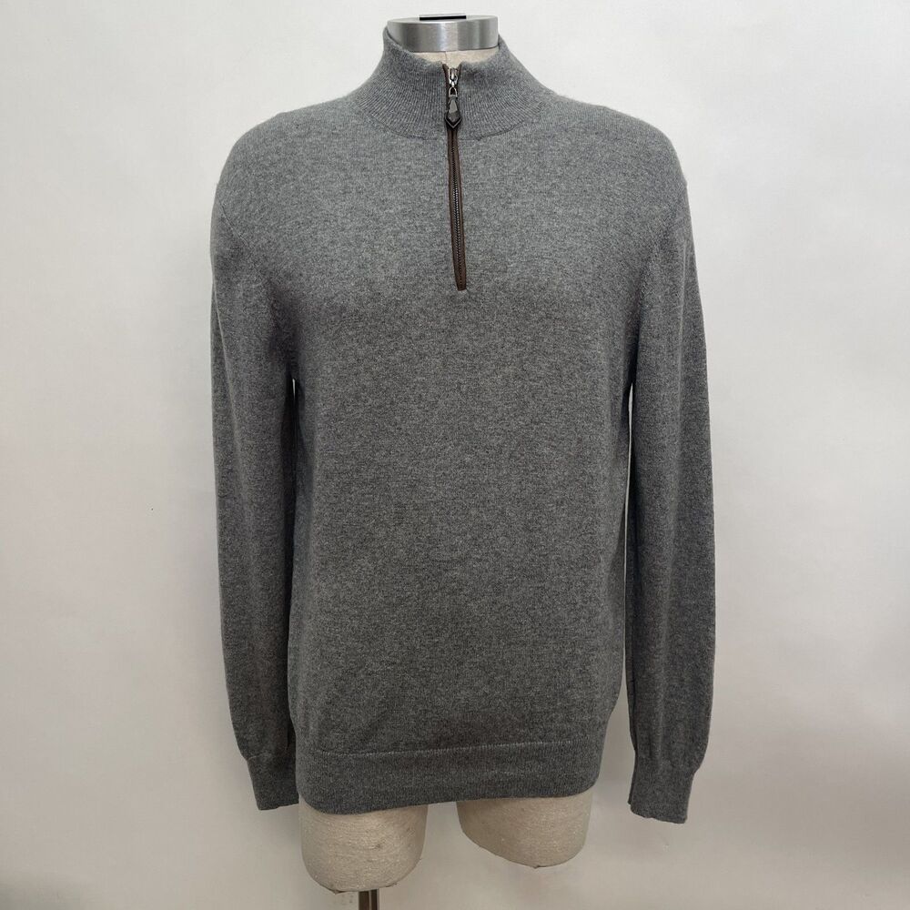 Neiman Marcus‎ Men's Sweater Gray Large X-Large 100% Cashmere